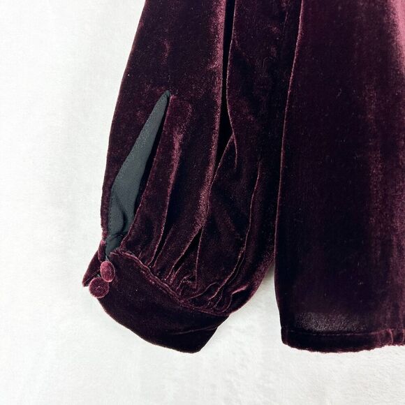 Paige Tamar Velvet Top Size Medium Dark Rouge Choker Mock Neck Keyhole Cutout - Picture 7 of 9